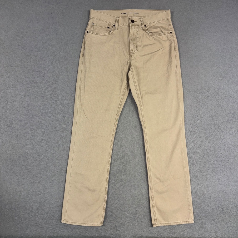 Old Navy Jeans Mens 32x32 Tan Khaki Straight Built-In Tough Cotton Denim Casual